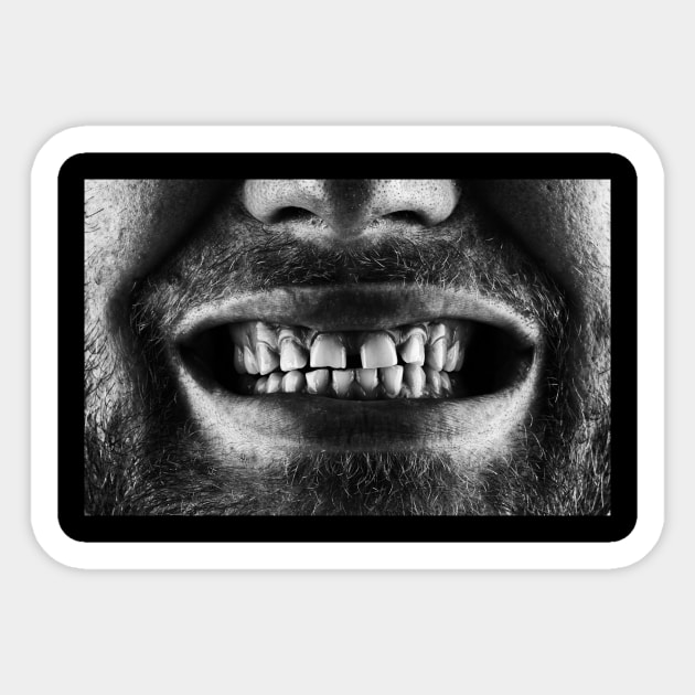 Seriously Scary Smile Full Of Teeth Sticker by Ken Adams Store